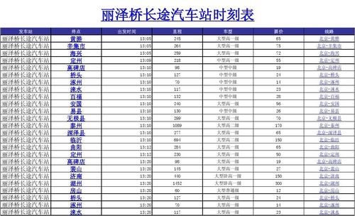 丽泽桥长途汽车站时刻表(丽泽桥长途汽车站最新班次信息)