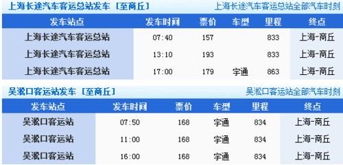 上海到商丘的长途汽车(上海发往商丘的长途汽车线路)